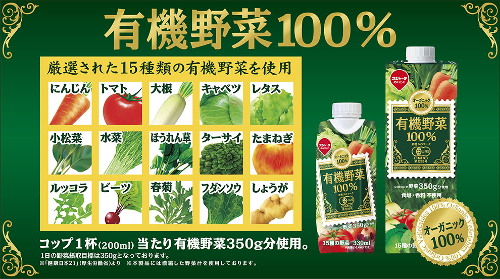 有機野菜100％のこだわりの原材料