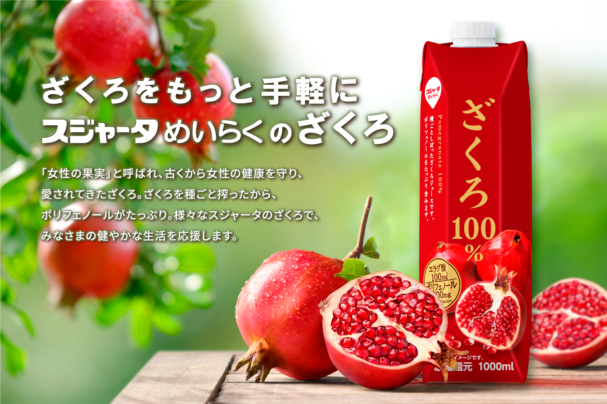 ざくろをもっと手軽に スジャータめいらくのざくろ