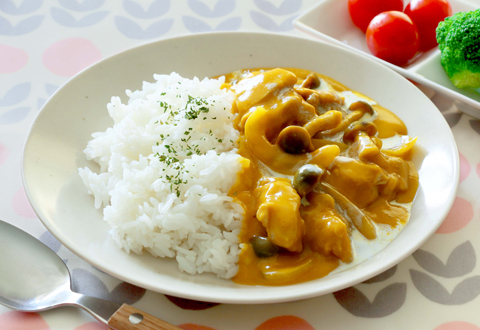 パンプキンポタージュのチキンカレー