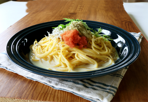 しらすと明太子の豆乳パスタ